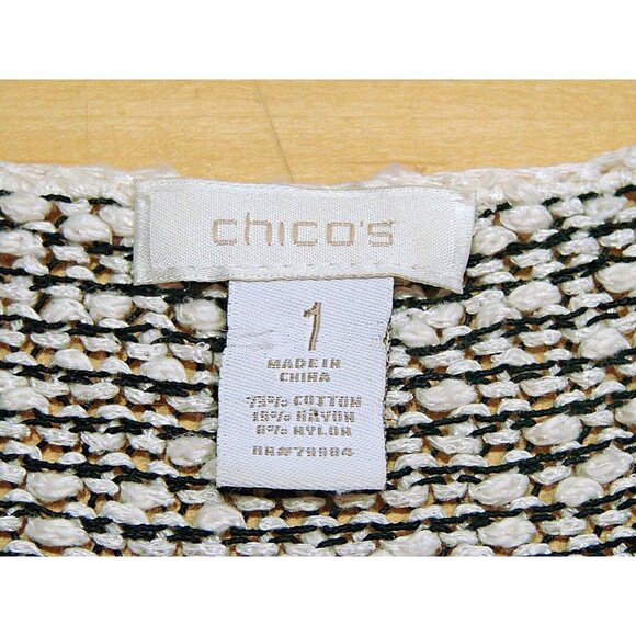 Chicos Womens Sleeveless Scoop Neck Marled Knitted Top Ivory Black Sz 1 -Sm 8/10 - Picture 3 of 9